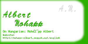 albert mohapp business card